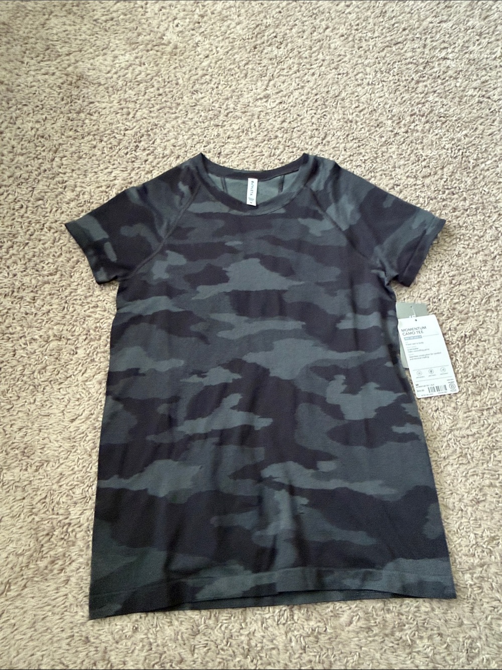 Athleta Women's Short Sleeve Camo Tee - Black & Gray